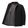 Men's Cotton Lapel Jacket: Autumn/Winter Mid-aged Business Casual Padded Black Coat