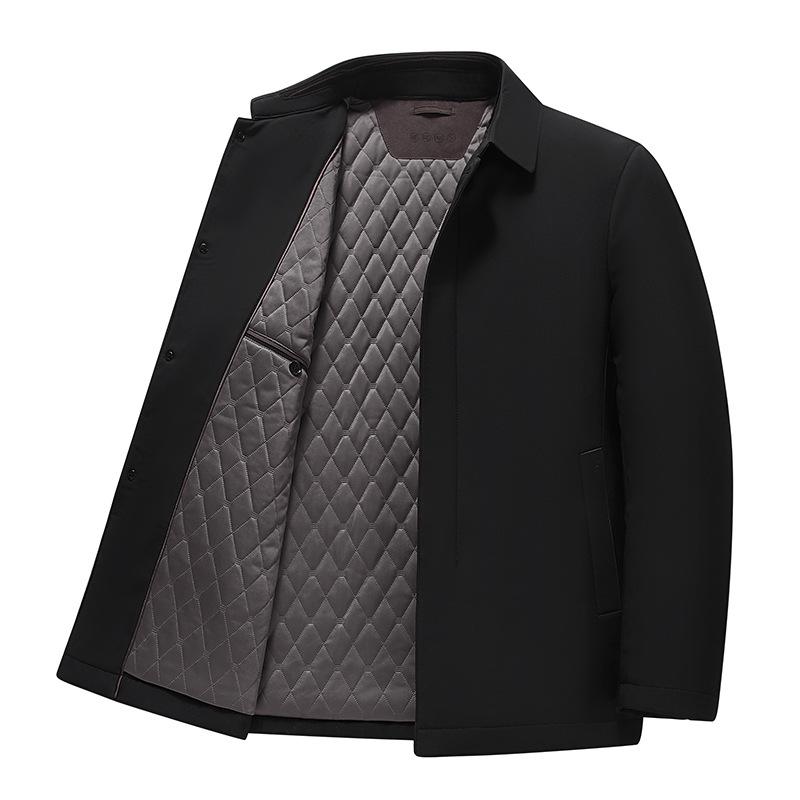 Men's Cotton Lapel Jacket: Autumn/Winter Mid-aged Business Casual Padded Black Coat