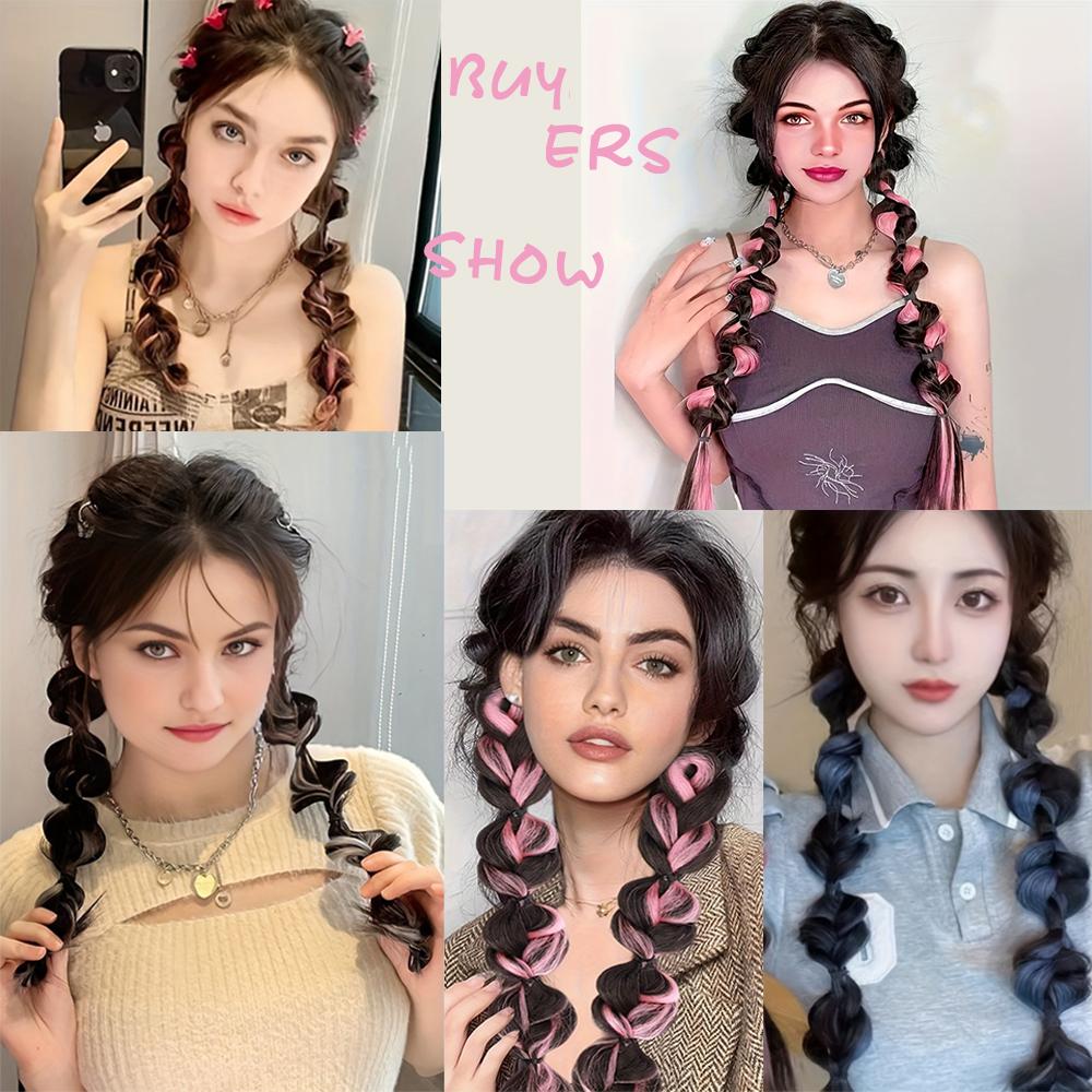 MISSQUEEN Synthetic Long Elegant Highlighted Braided Ponytail Extension With Elastic Band Hair For Women Easy To Wear