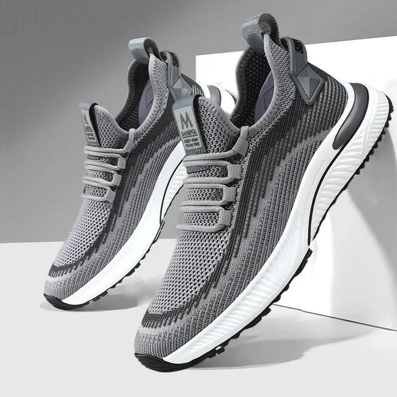 Fashion Men Casual Sneakers Breathable Lace Up Sports Shoes Male Autumn Running Shoes Mesh Comfortable Soft Sole Non Slip Mens Shoes