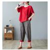 Sets Women Casual T Shirt Ankle Length Pants Summer Vintage Style Loose Pant Suits