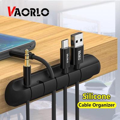 VAORLO Organizzatore di cavi Avvolgicavo USB in silicone Clip di gestione ordinata da tavolo Supporto per cavo per organizer per cavi per cuffie per mouse