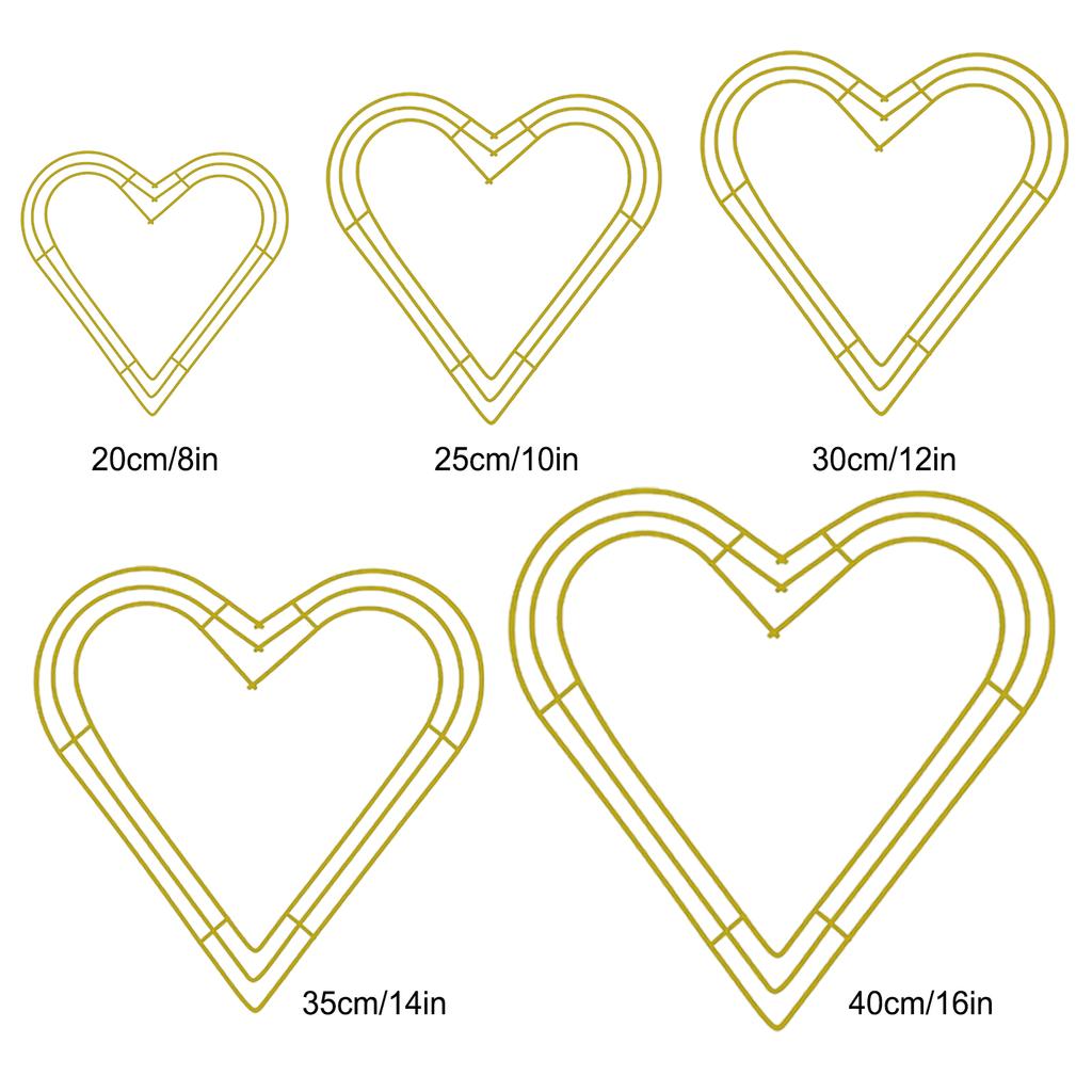 Kranz Eisen Herzförmiger Kranzrahmen DIY Eisenkunst Blumen Dekor Ringe Heimdeko Golden 11,8 Zoll