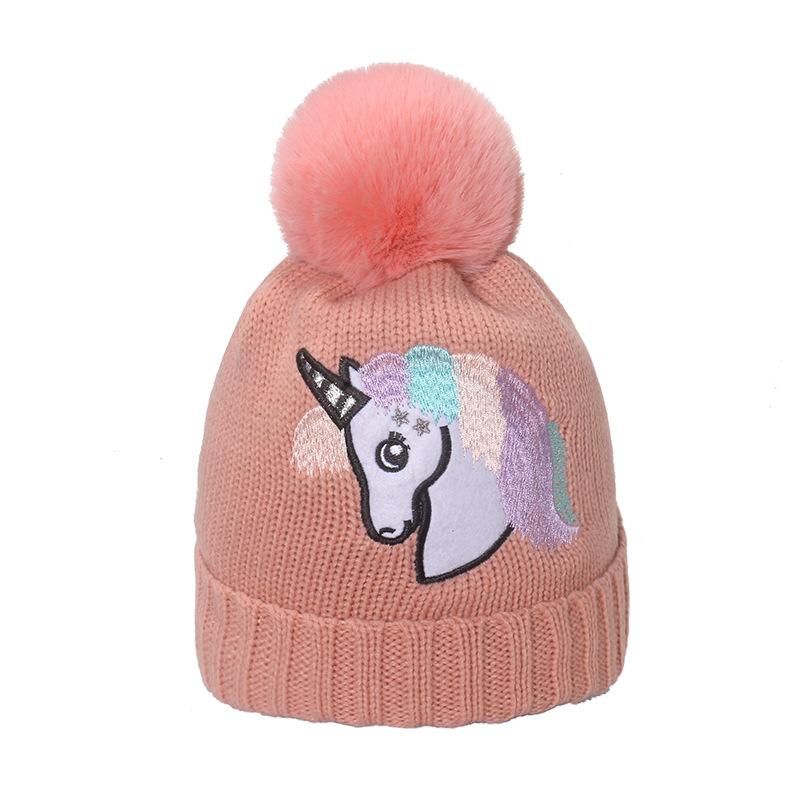 Winter Hat Children Autumn and Winter Warm Wool Hat Cute Ear Hat Unicorn Embroidery Knitted Hat Women 2025