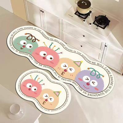 Cartoon Bubble Kitchen Floor Mat Diatom Mud Absorbent Oil Absorbent Non-slip and Dirty Foot Mat Can Scrub Bathroom Floor Mat