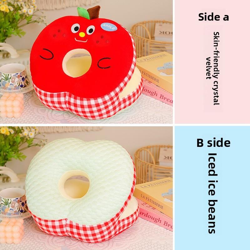 Breathable Ice Silk Hand Pillow With Embroidered Cartoon Design For Office And Library