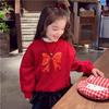 Girls New Year Fleece Hoodie Winter Warm One Piece Sweatshirt Stylish Kids Chinese Festival Top