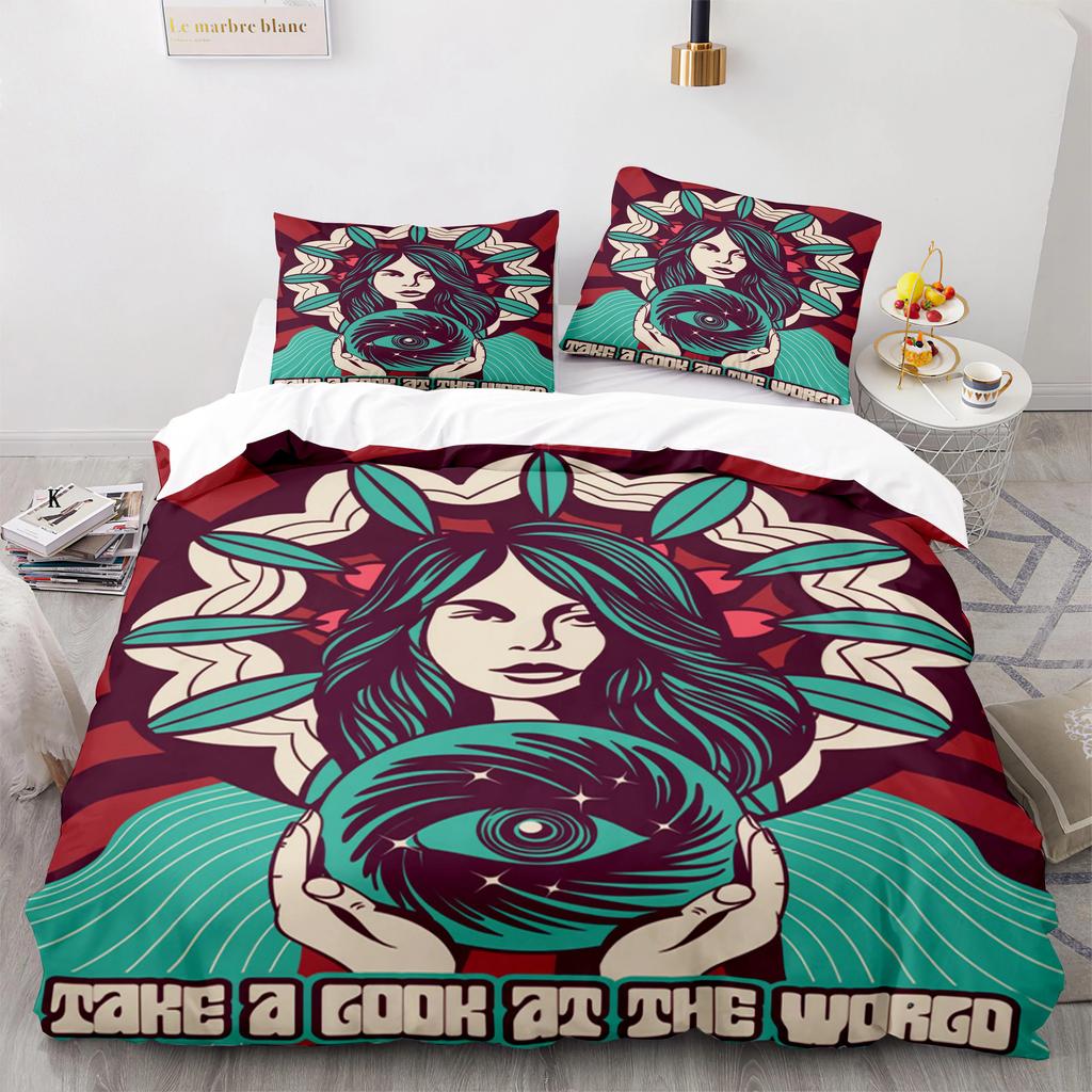 Retro Abstract King Queen Duvet Cover Colorful Vintage Style Bedding Set For Teens Adult Modern Art 2/3pcs Polyester Quilt Cover
