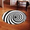 Black White Geometric Stripes Circular Carpet Abstract Texture Printed Rug Living Room Cloakroom Anti Slip Mat Home Decoration