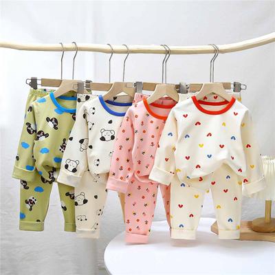 Kids Underwear Set Cotton Thermal Pajamas Boys Girls Stretchy LYCRA Long Sleeve Top Pants Homewear Sleepwear