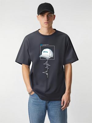 Cap Pattern Men Short Sleeves T-shirt 100% Cotton Casual Tee Large Size