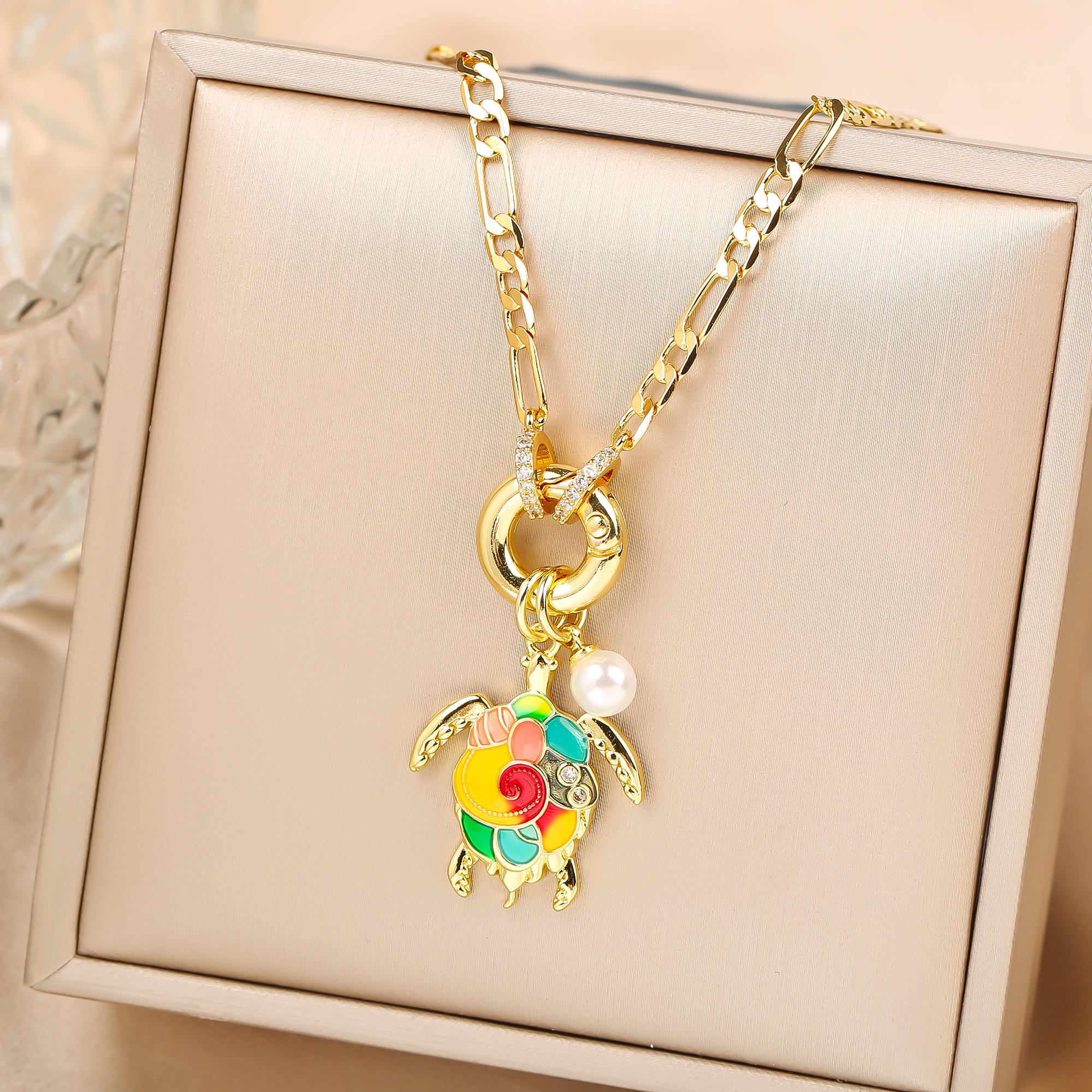 

Горячая Распродажа Милый Кулон в виде Животного Морской Черепахи из Кристалла Высокое Качество Женский Девушкам Повседневная Вечеринка Цепочка на Ключицу Циркон Подарок