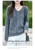 Women's Loose V-Neck Cable Knit Wool Sweater - 100% Pure Cozy Knitwear for Autumn/Winter