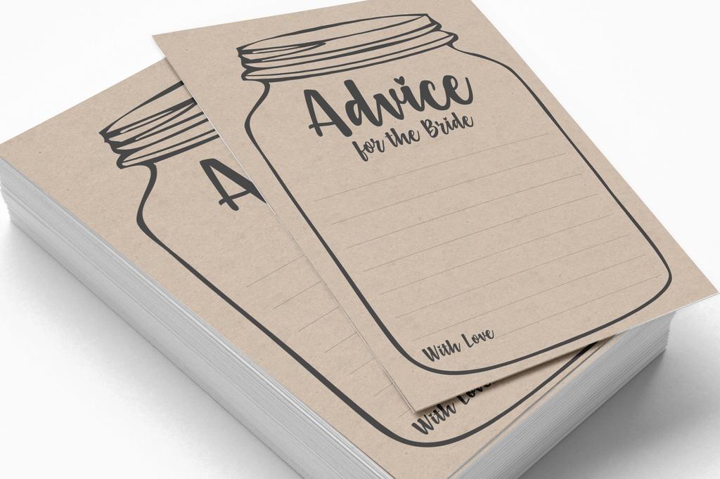 Inkdotpot Bridal Shower Games Advice For The Bride Set Of 50A  Rustic Kraft Mason JarA  Mad Libs Game