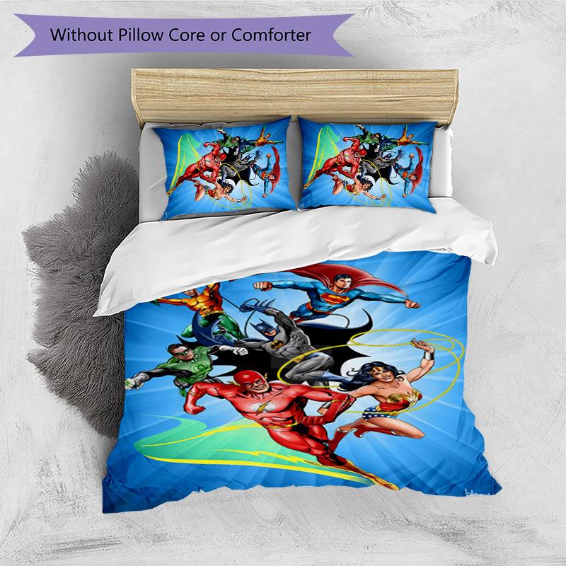 Superman Pattern Printed 3PCS Bedding Set, Soft Skin-Friendly Washable Duvet Cover & Pillowcases Set