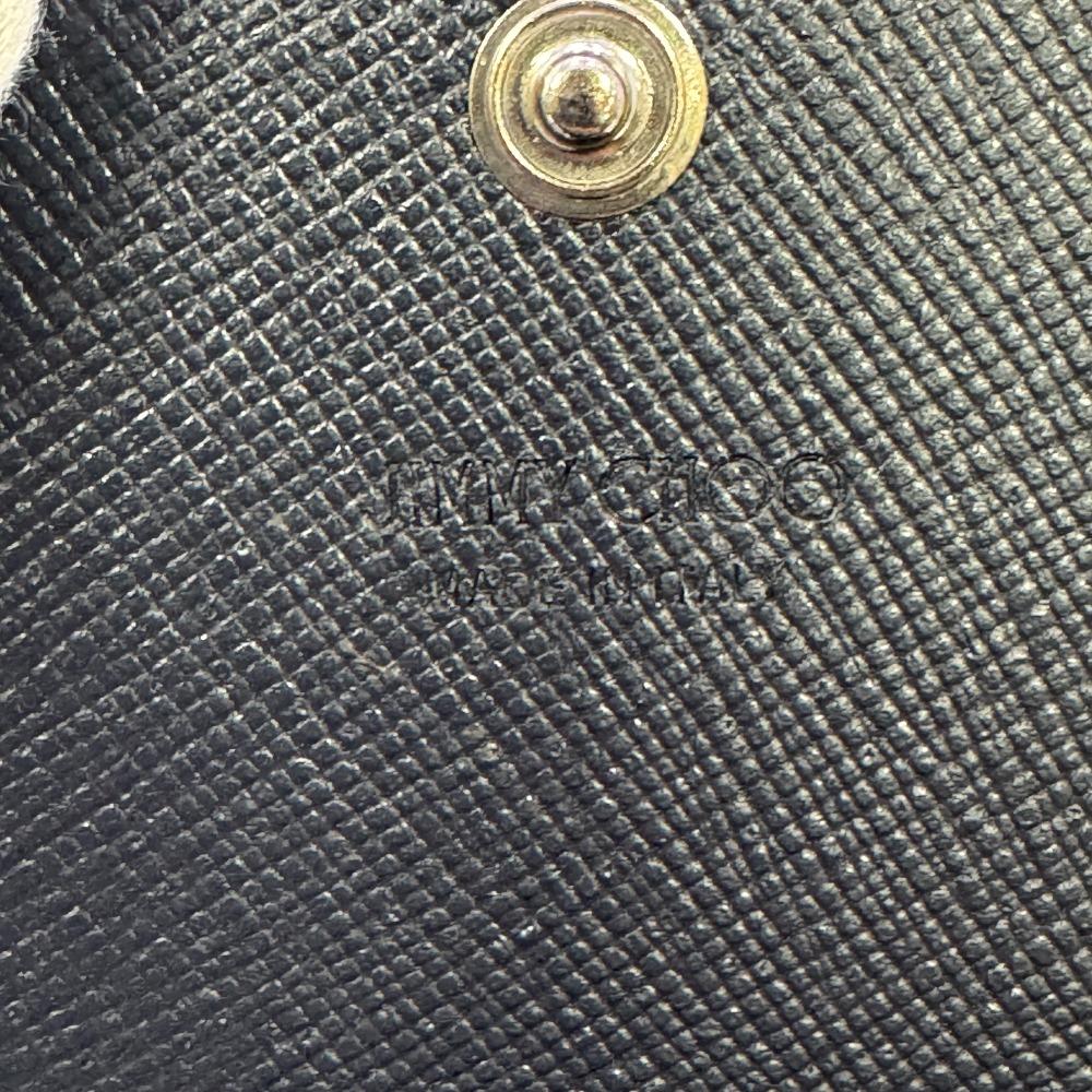 JIMMY CHOO name card holder logo leather Card Case Navy leather Used