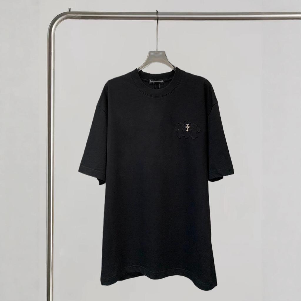 Women's High Version Rhinestone Applique Loose Fit Cotton Cropped T-shirt