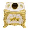 Tissue Box Cover Holder Luxury Facial Napkin Paper Towel Organizer Dining Room Ornaments Rose Pattern Gold White