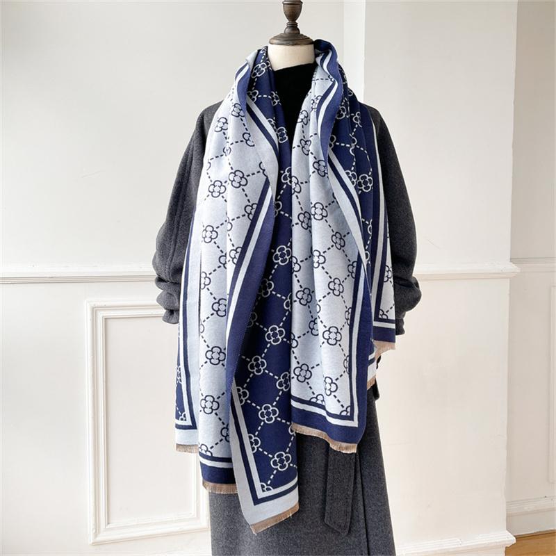 Luxury Brand Cashmere Women Plaid Scarf Winter Warm Shawl and Wrap Bandana Pashmina Female Foulard Square Thick Blanket Poncho