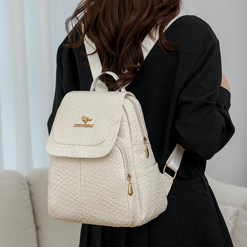 Woven Backpack Women Large Capacity Commuter Backpack Multifunctional Student Schoolbag