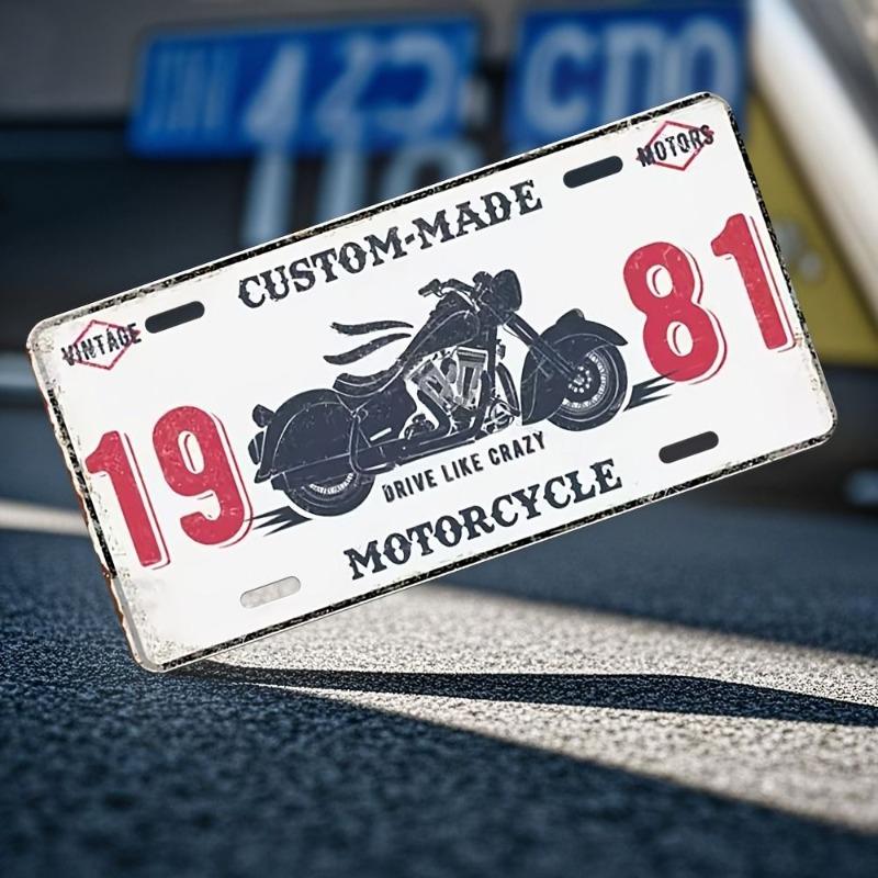 Motorcycle Souvenir License Plate, Metal Auto Wall Decor 15x30cm