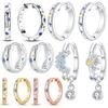 925 Sterling Silber Creolen Zyklus Mond Sonne Zirkonia Blaue Zirkonia Nasenpiercing Ohrstecker Feiner Verlobungsschmuck für Damen Geschenke