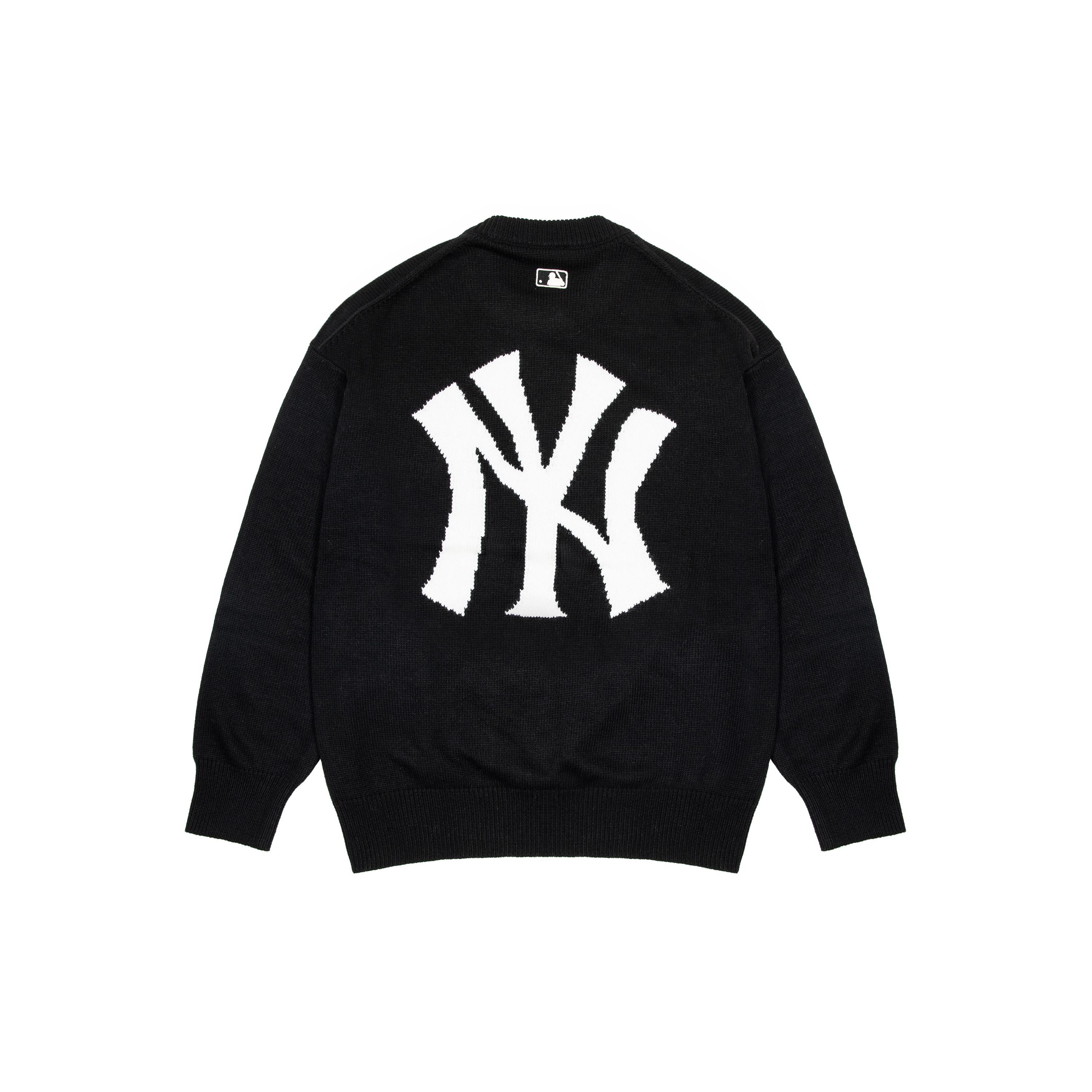 MLB FW22 Grote Logo Ronde Hals Lange Mouwen Gebreide Trui Uniseks Trui Zwart 3AKPB0126-50BKS XS black