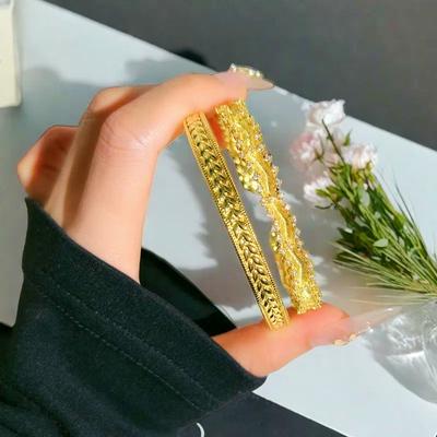 Medieval French Retro Brushed Wheat Ear Opening Bracelet Female Niche Design Light Luxury High-End Personalized Bracelet