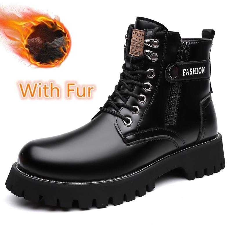 High Quality Classic Leather Men Winter Boots Fashion Genuine Leather Man Ankle Boot Lace-Up Outdoor Motorcycle Boots Walk Shoes