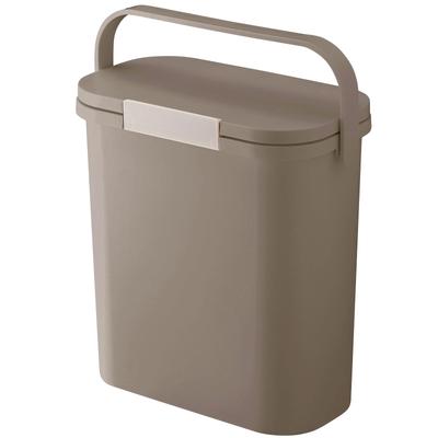RISU HOME&HOME Portable Odor-Proof Trash Can 10S Brown 10L Made In Japan with Handle and Lid, Stylish Design for Outdoor Use, Diapers, Kitchen Waste,
