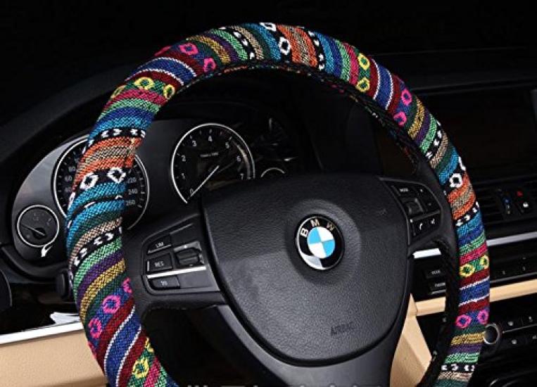 Stork Corp Ethnic Steering Wheel Cover for Cars (Size Small)