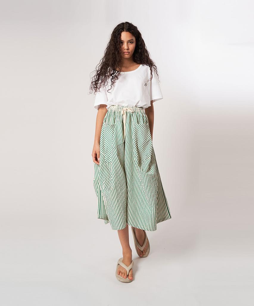 ATHPLATFORM Aw61Pt16_Wrinkle Stripe Lounge Tech Flare Pants_Green