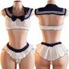 Women Uniform Temptation Sexy Lingerie Crotchless Nightgown Underwear Set Schoolgirl Cosplay Uniform Sex Outfit Erotic Costumes