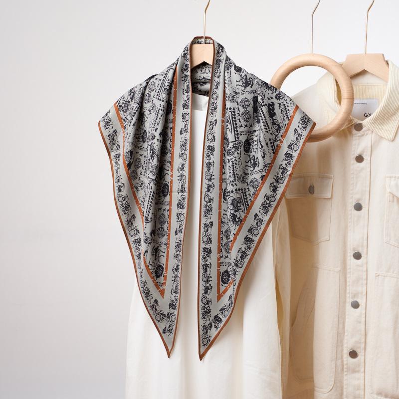Fashion Elegant Imitation Silk Triangular Neck Scarf For Women Old Money Style