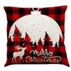 Red Plaid Elk Deep Forest Christmas Pillow Cover Home Sofa Cushion Cover