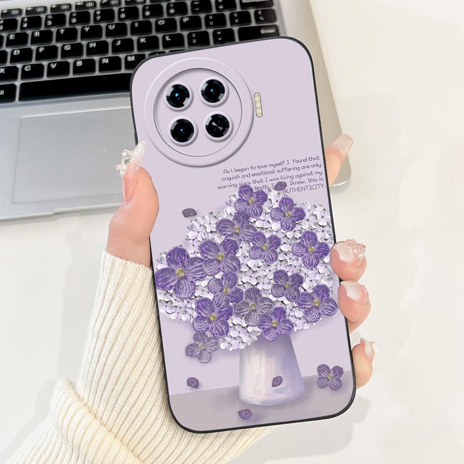 For Tecno Spark 20 Pro+ 2024 Case Fashion Flower Cactus Soft Liquid Silicone Lens Protective Cover on Spark 20 Pro Plus KJ7 Etui