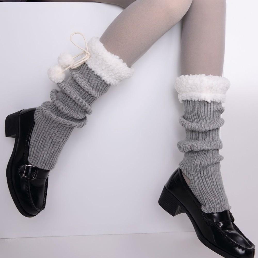 Thickened Mid-Calf Sock Lamb Fleece Bow Hosiery New Boot Covers Gift