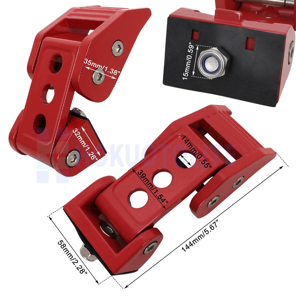 Car Accessories Aluminum Engine Hood Latch Catch Lock Kit For Jeep Wrangler JK JKU JL JLU Gladiator JT 2007-2023 Black/Red