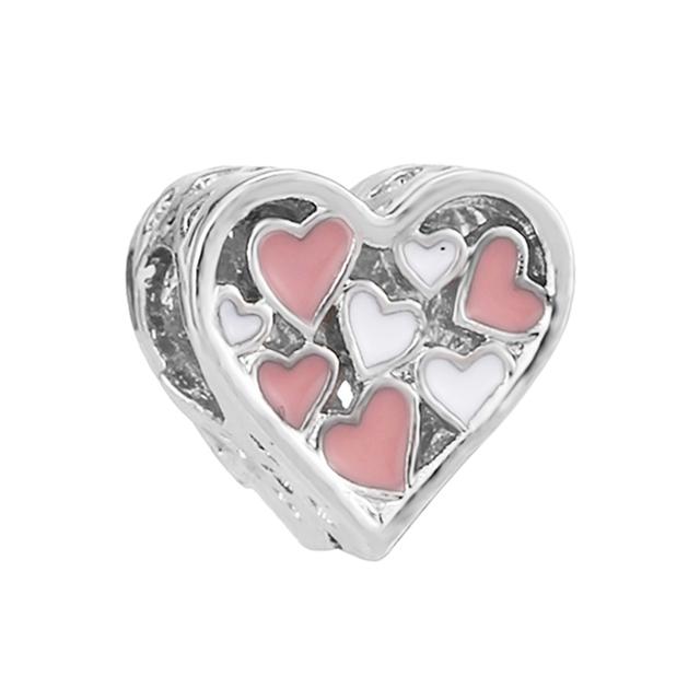4pcs Sale Romantic Style Enamel Love Heart Charms Beads Fit Original Bracelets Necklaces For Women Girlfriend Jewelry Making
