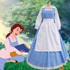 Elegant Beauty And The Beast Belle Blue Maid Dress With Exquisite Workmanship For Halloween