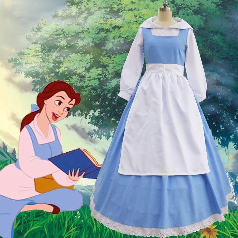 Elegant Beauty And The Beast Belle Blue Maid Dress With Exquisite Workmanship For Halloween
