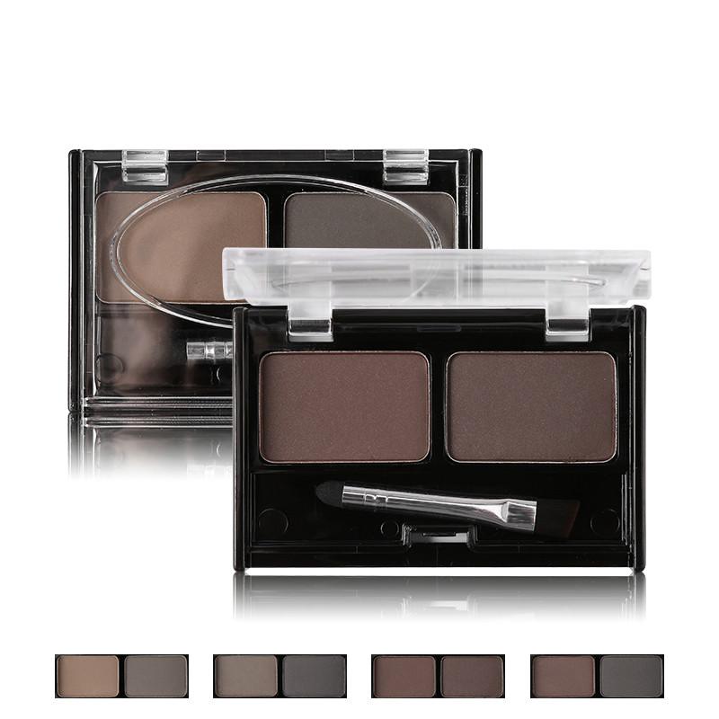 Pudră pentru sprâncene de culoare dublă Paleta de machiaj Amplificatori pentru sprâncene 3D Sprâncene Umbre Frumusețe cu pensulă