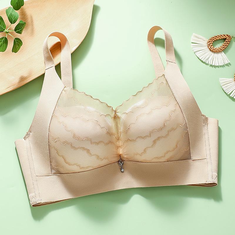 

New palm pattern cup lace no steel ring no side bone adjustment bra cover gather and close the breasts 34/75ab through cup