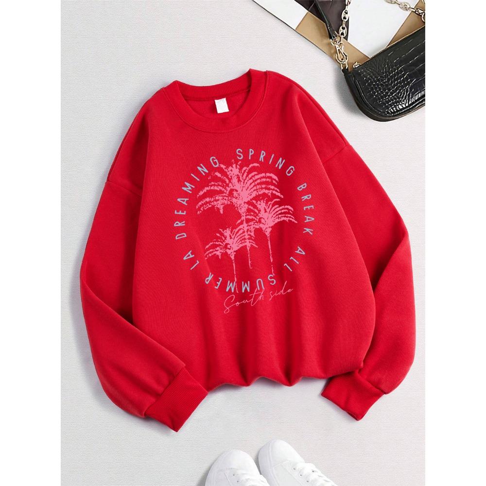 South Side Vacation Prints Sweatshirt Damen Rundhals Basics Hoodie Locker Warm Pullover Herbst und Winter Lässige Damenbekleidung