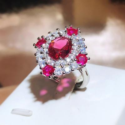 Kadınlar için klasik Yakut Alyans Gelin Güzel 925 Ayar Gümüş Parmak Yüzük Zirkonya Kadın Nişan Moda Takı