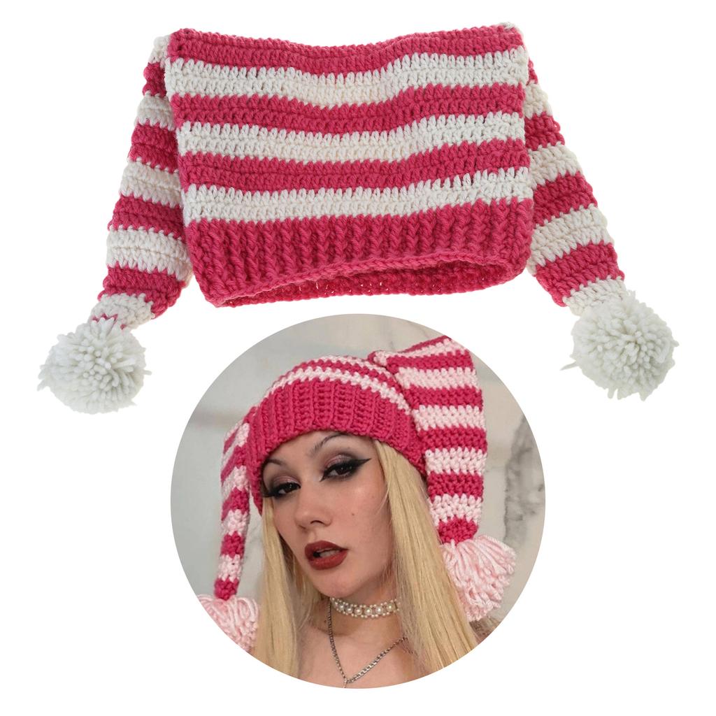 Knitted Clown Hats Headdress Photo Props Handmade Headwear Photo Props Accessories Striped Clown Theme