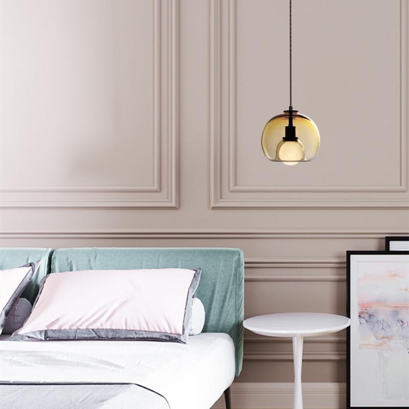 Nordic Modern Minimalist Bedside Pendant Light – Creative Single-Head Designer Glass for Bedroom/Dining Room.