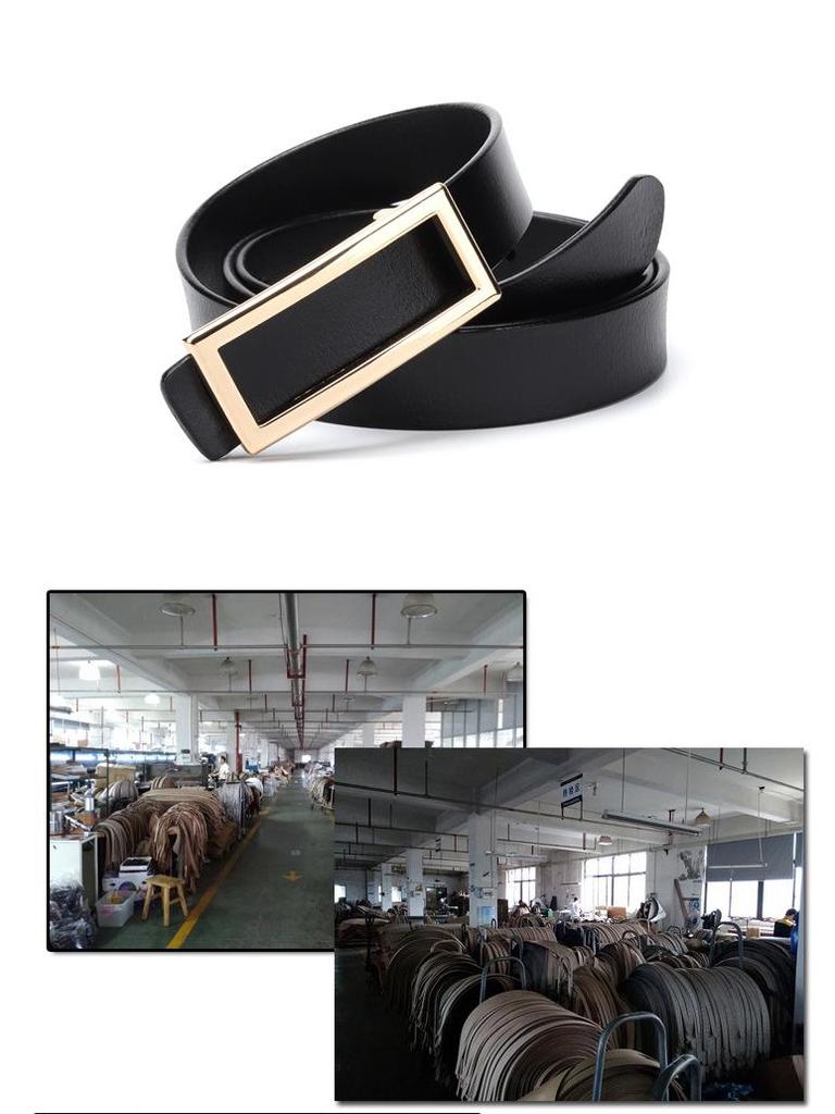 Women's Genuine Leather Belt with Smooth Buckle, Pure Cowhide, Korean Fashion, Versatile Casual Style.