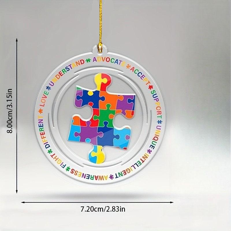 

2D Acrylic Jigsaw Acrylic Pendant, Automotive Interior Decoration, Party Living Room Bookshelf Entryway Home 7.2*8cm