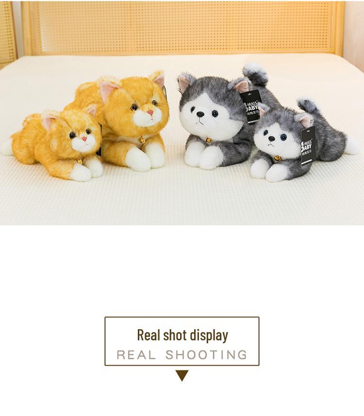 Adorable Calico Cat & Dog Plush Toy - Lying Pillow for Kids' Room Decor